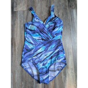 MiracleSuit It's a Wrap One Piece in Stellar Nova Blue Women's 14 Swimsuit